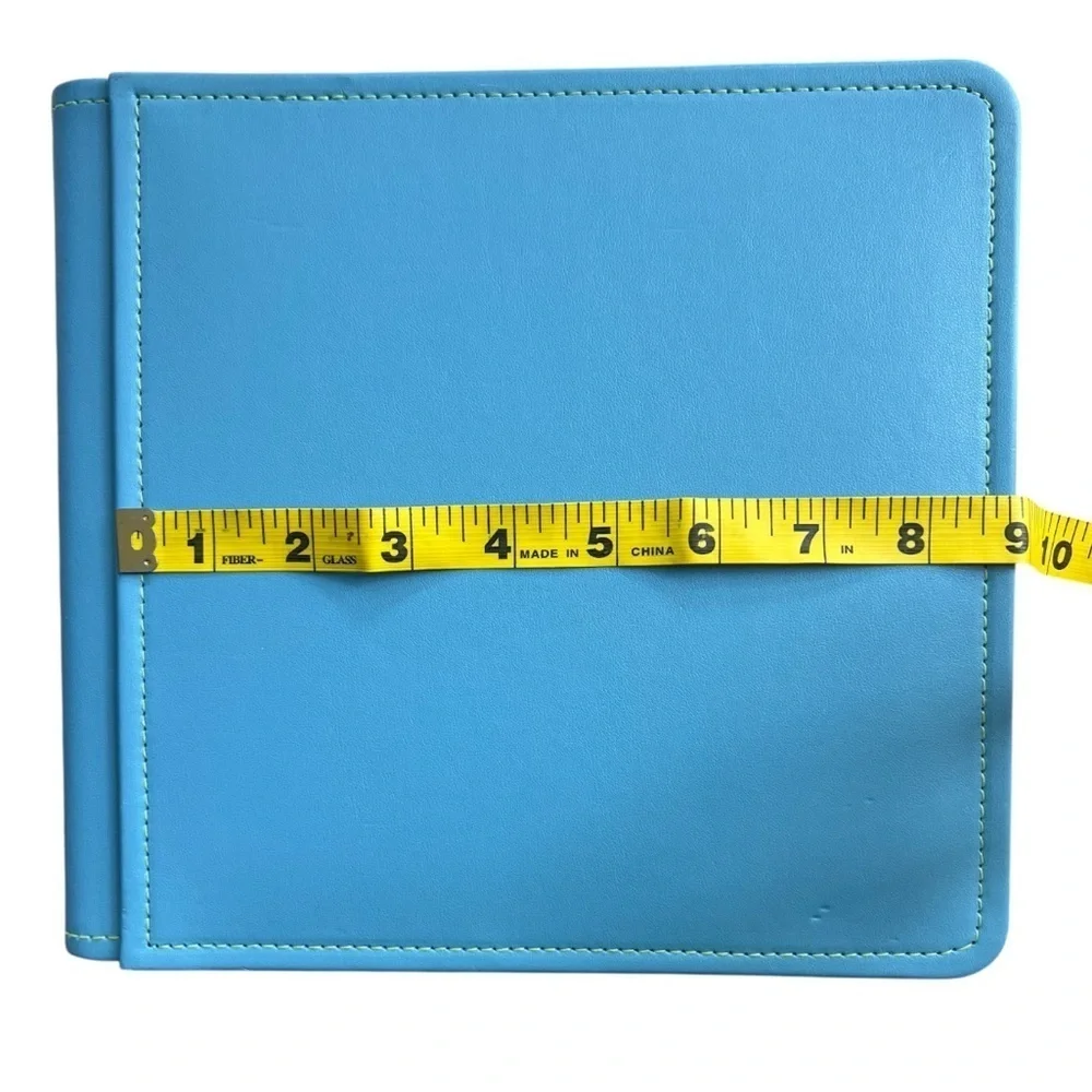 Creative Memories 9 x 9 PicFolio Album 12 Fabric Pages Blue with Green Stitching